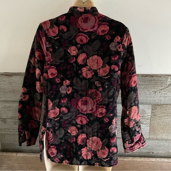 Vintage Sun’N Sand velvet floral quilted toggle coat with pockets Size Small - Picture 3 of 4